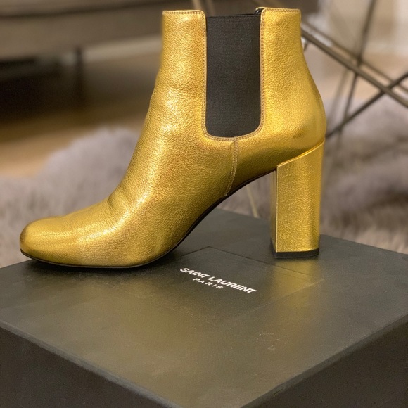 YSL Gold Metallic Boots